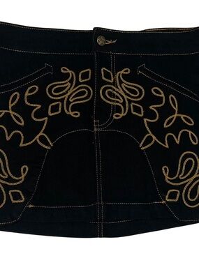 Forever 21 Black Mini Skirt with Gold Stitching
